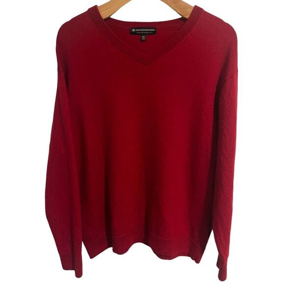 Hart Schaffner Marx Sweater V-Neck Mens 2XB Red Lightweight Merino Wool NEW - Picture 1 of 8